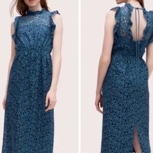 New Kate Spade Flora Lace Ruffle Dress blue.